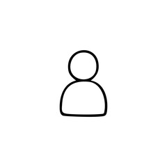 Person icon, simple line drawing on white background