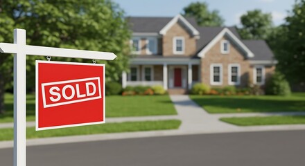 Residential home sold sign on lawn property real estate investment