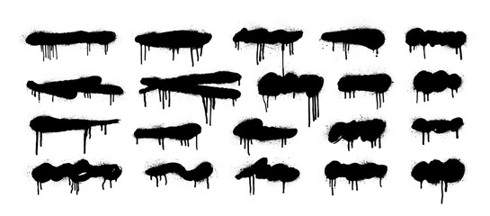Fototapeta na wymiar Spray paint graffiti strokes and underlines with splash drip and splatter texture for an urban street art background. Aerosol brush effect straight lines, strikethroughs. Ink splashes and splatters.