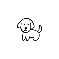 Cute puppy illustration with simple black outline style