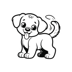 Obraz premium Cute cartoon puppy standing happily with wagging tail