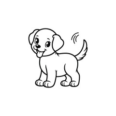 Fototapeta premium Cute cartoon puppy wagging its tail happily (1)