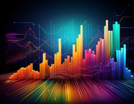 colorful bar chart data visualization depicting growth and progression generative ai
