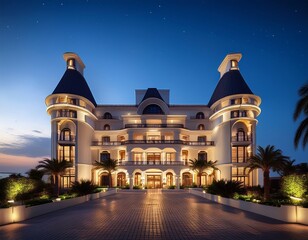 Naklejka premium grand hotel exterior for night lighting architectural design