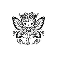 Obraz premium Cute fairy illustration with floral details and wings