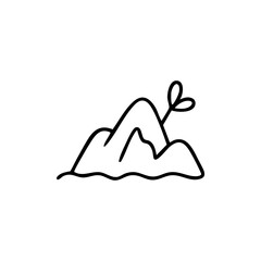 Doodle of a small mountain range and a plant