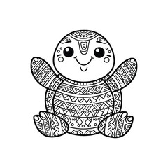 Cute patterned turtle illustration with joyful expression (8)