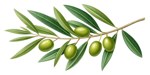 Realistic Olive Branch with Green Olives and Leaves – Transparent Background Botanical Illustration
Fresh Green Olive Branch Isolated – Mediterranean Style Detailed Botanical Art