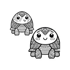 Cute patterned turtles smiling in a playful design