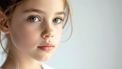 Close-up of a child looking thoughtful, skincare or lifestyle advertising vibe