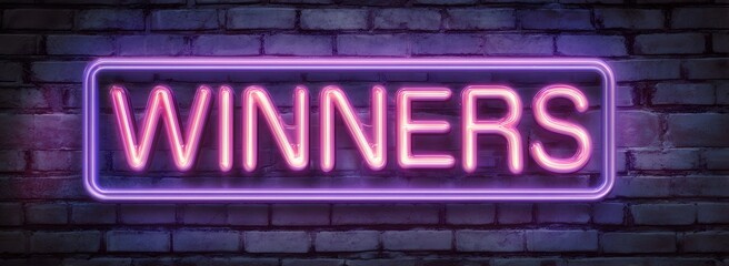 Celebrate Victory, Recognize Achievements, Bright Purple Neon Glow