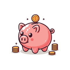Cute piggy bank with coins, symbolizing savings (1)