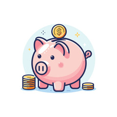 Cute piggy bank with coins, symbolizing savings (2)