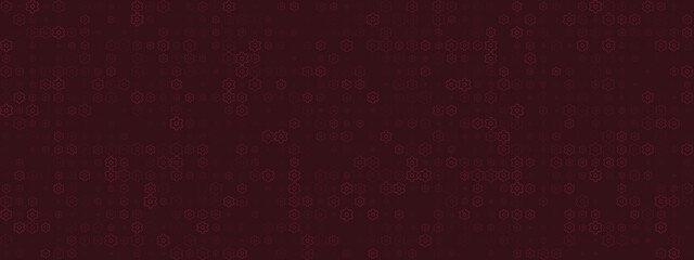 Abstract dark red background with subtle repeating pattern of outlined gear-like shapes, creating a modern and technological texture.