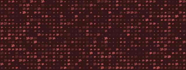Seamless pattern of cute cartoon ghosts in shades of red and pink on a dark brown background, perfect for Halloween or spooky designs.