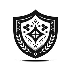 Decorative shield emblem with intricate patterns