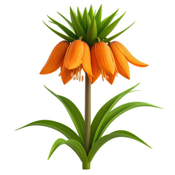 Vibrant orange frilled flower blooms isolated on a transparent background, showcasing intricate details and a beautiful spring-like mood.