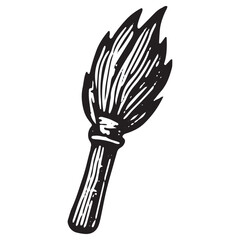 Viking Torch with Flame and Handle Illustration