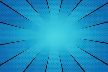 Obraz premium Vivid cyan halftone burst with dynamic rays crisp outlines and bold clean copy space