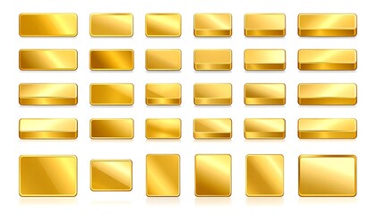 Gold rectangular buttons on white background
