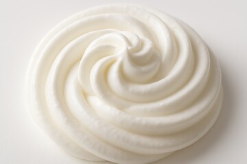 Whipped cream swirl close up texture creamy soft peaks delicious white background