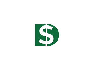 Obraz premium Green dollar sign inside a dark green letter D graphic money finance