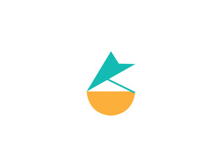 Naklejka premium Teal star shape above orange semi circle abstract logo symbol graphic