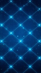 Abstract glowing blue diamond grid pattern with bokeh lights