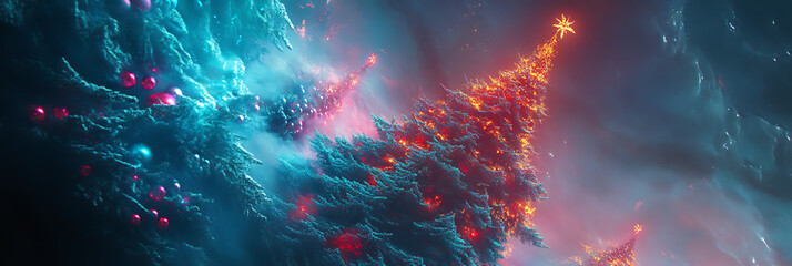 Festive Christmas Tree and Holiday Decorations Background Illustration