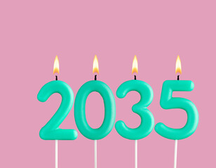 Achievements for the new year 2035 - Candles in the form of numbers burning