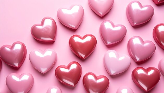 Hearts on pink background