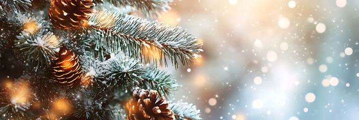 Christmas Background with Tree and Festive Decorations