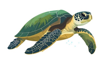 Illustration of a sea turtle swimming