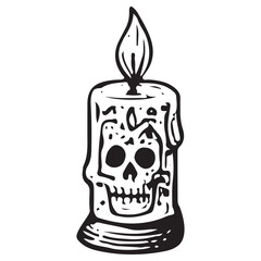 Vintage Skull Candle Day of the Dead Illustration