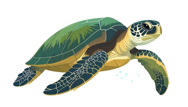 Illustration of a sea turtle swimming