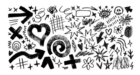 Punk Rock Hand Drawn Doodles: Squiggles, Stars, and Arrows for Edgy Designs