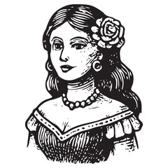 Vintage Day of the Dead Catrina Lady Illustration