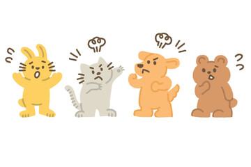 友達と喧嘩するイラスト 動物 手描き