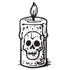 Vintage Skull Candle Day of the Dead Illustration