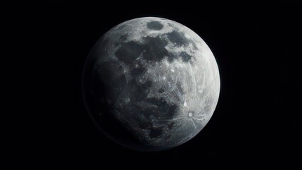 Detailed view of a celestial body, possibly a moon, against a black backdrop