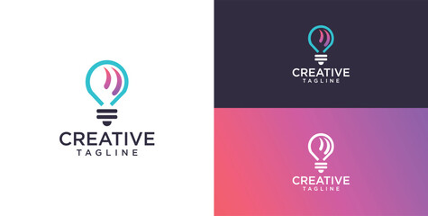 Light bulb technology logo icon design