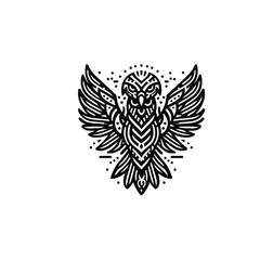Obraz premium Intricate owl illustration with detailed wings and patterns