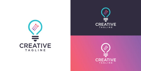 Light bulb technology logo icon design