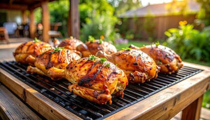 Grilled chicken on a backyard smoker