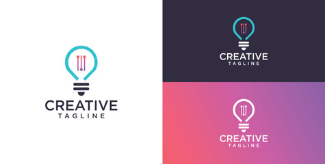 Light bulb technology logo icon design