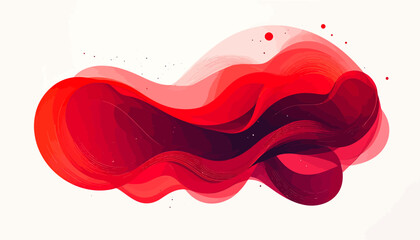 Fototapeta premium Abstract red fluid shape with layered translucent effect on a white background.
