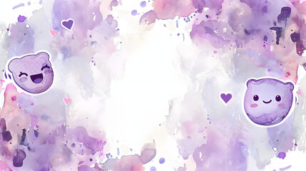 watercolor painting kawaii cute picture frame