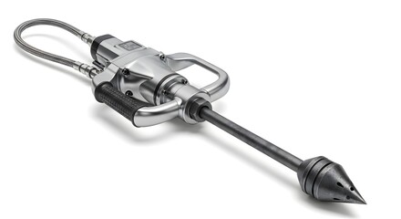Industrial Ground Piercing Tool for Trenchless Underground Utility and Pipe Installation on White Background