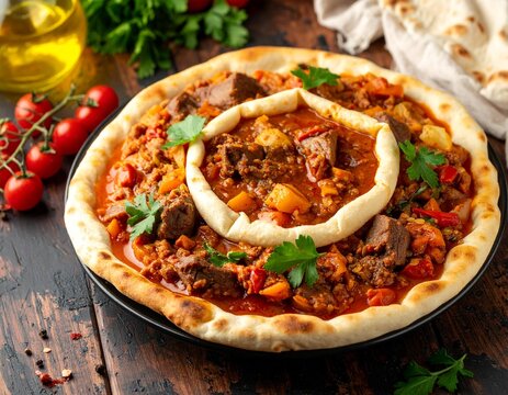 Delicious Turkish Food: Hunkar Begendi with Bread.