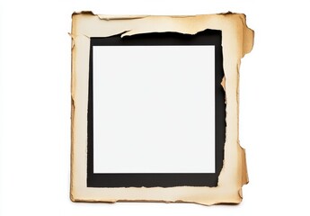 Burnt Vintage Photo Frame on White Background